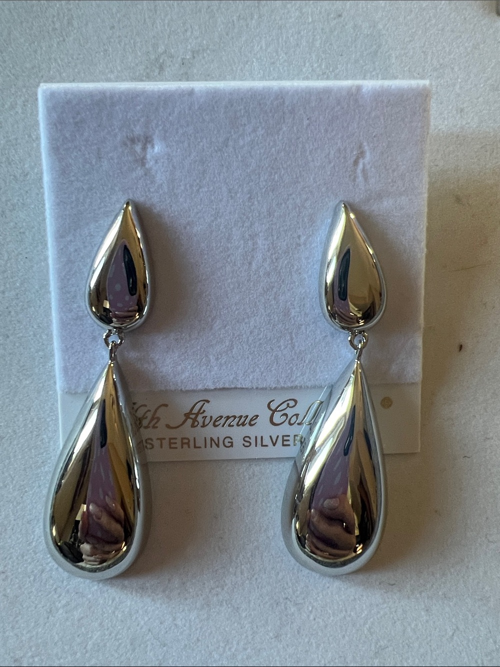 Silver Teardrop Drop Earrings -